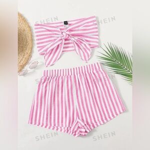 SHEIN pink and white set Sz M